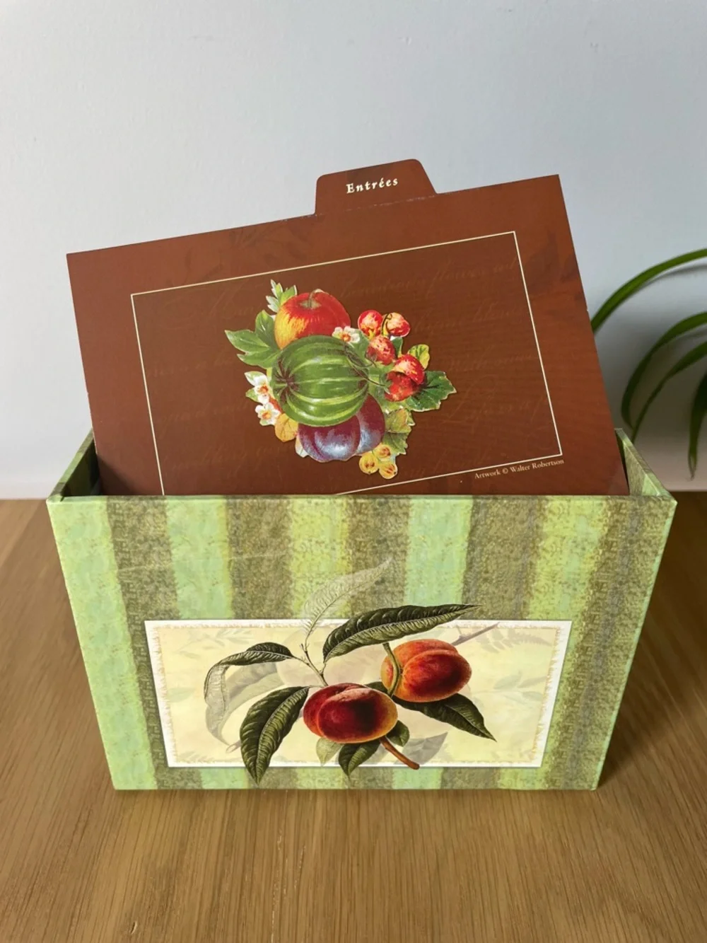 Decorative Peach Fruit Motif Recipe Keepsake Box with Recipe Cards - Picture 8 of 13